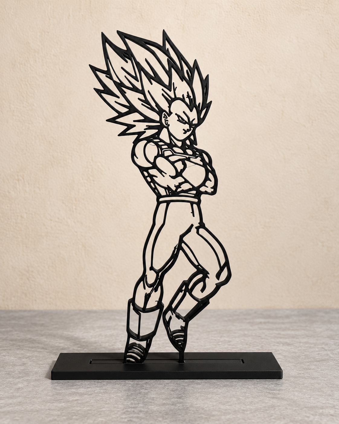 Vegeta – Arms Crossed — black 3D printed line art display