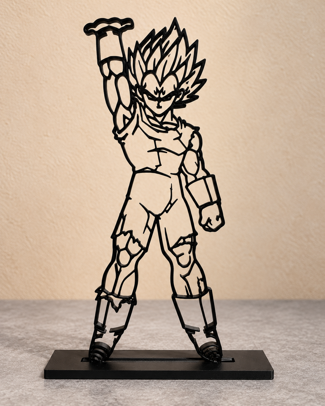 Majin Vegeta – Thumbs Up — black 3D printed line art display