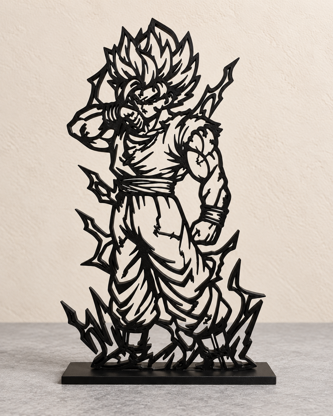 Goku – Lightning — black 3D printed line art display