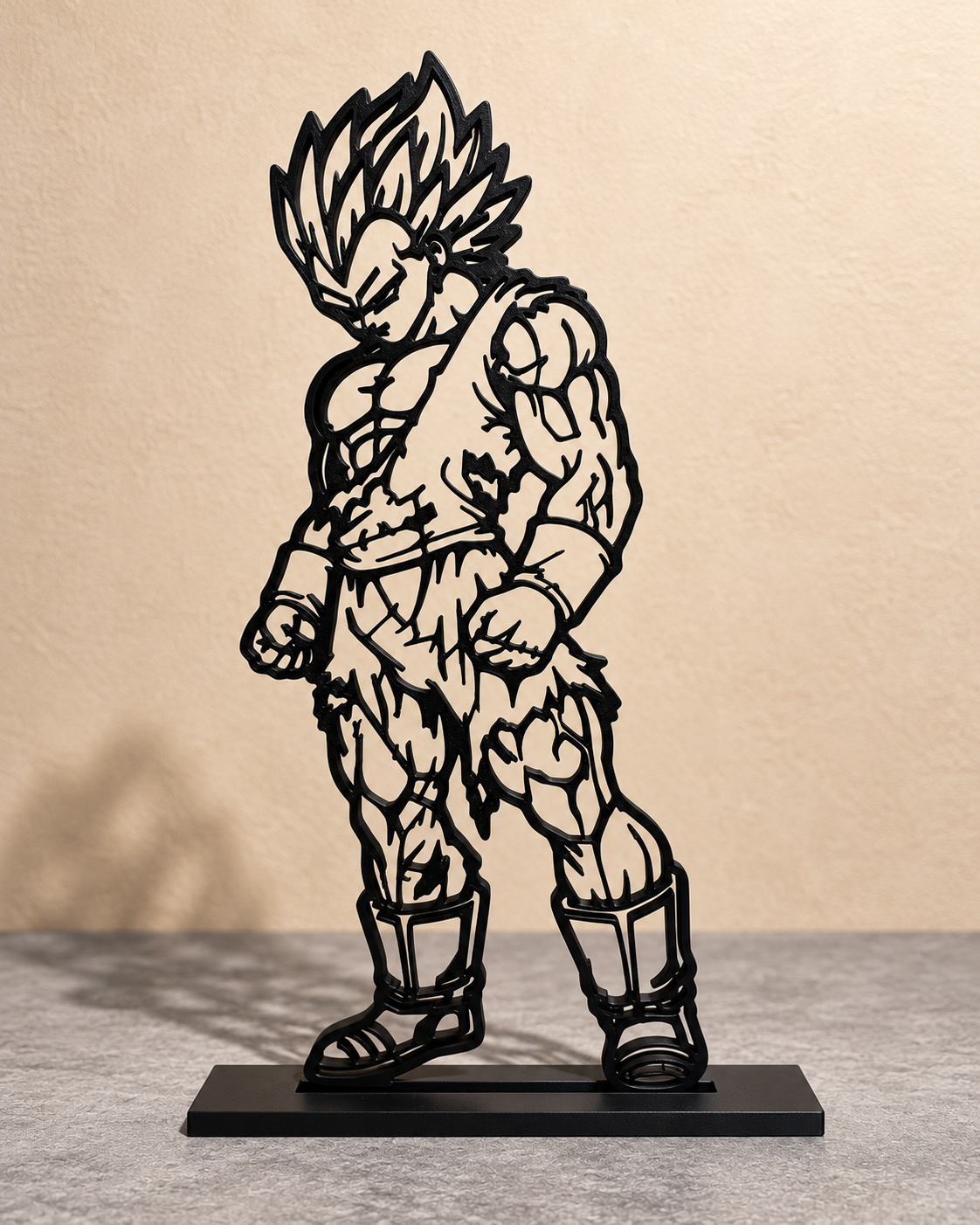 Goku – Long Hair — black 3D printed line art display