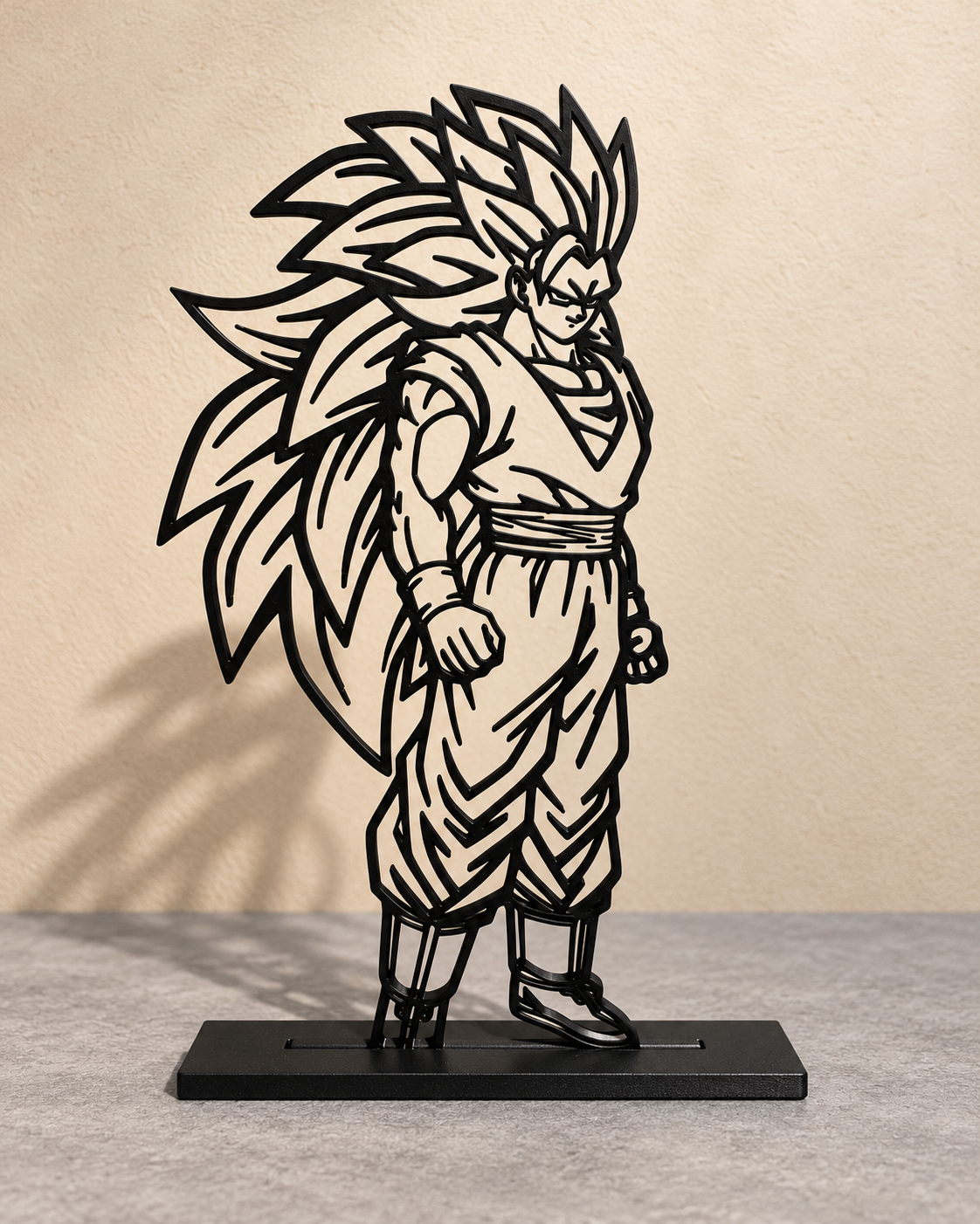 Majin Vegeta – Raised Fist — black 3D printed line art display