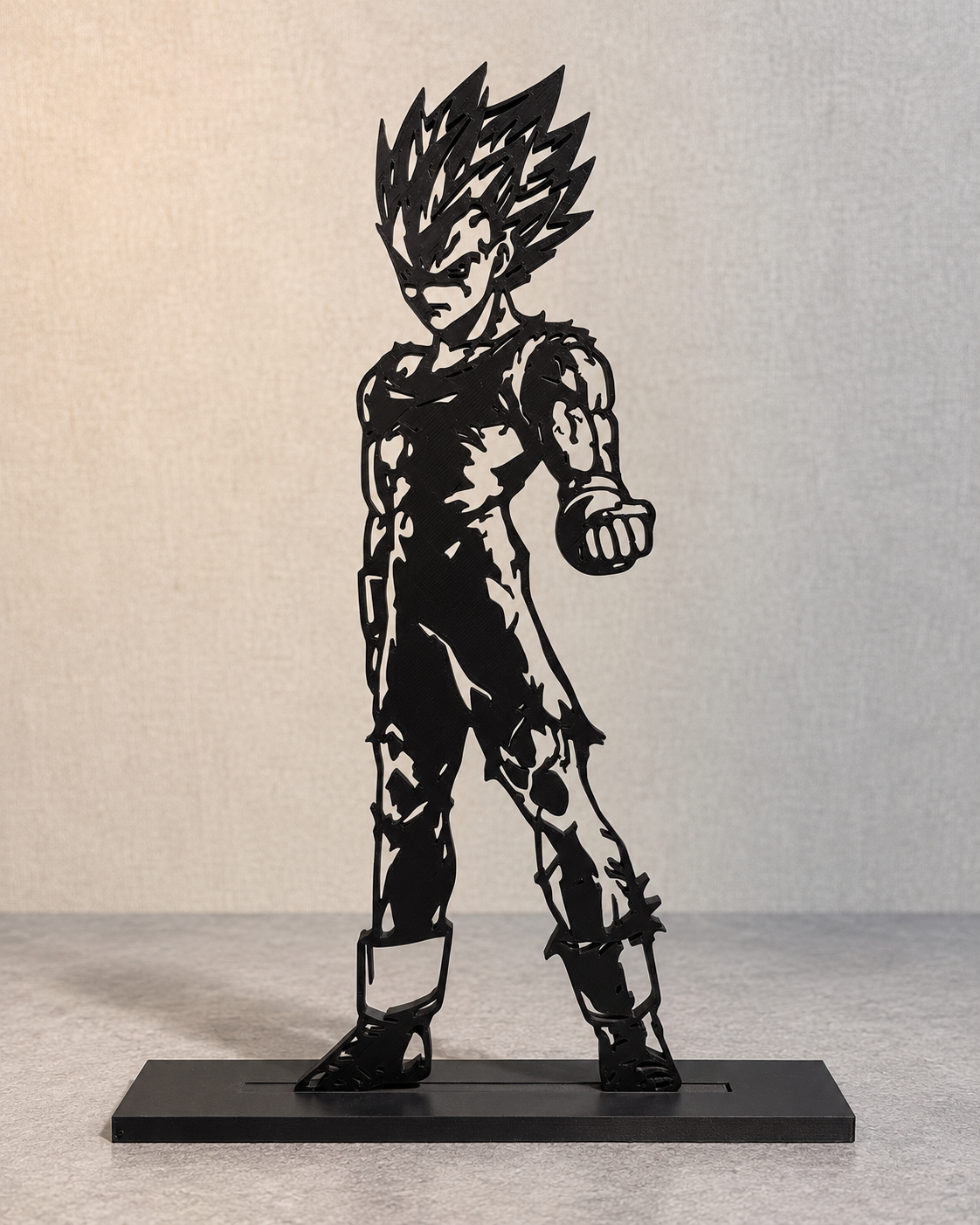 Vegeta – Battle-Damaged – 3D printed line art display