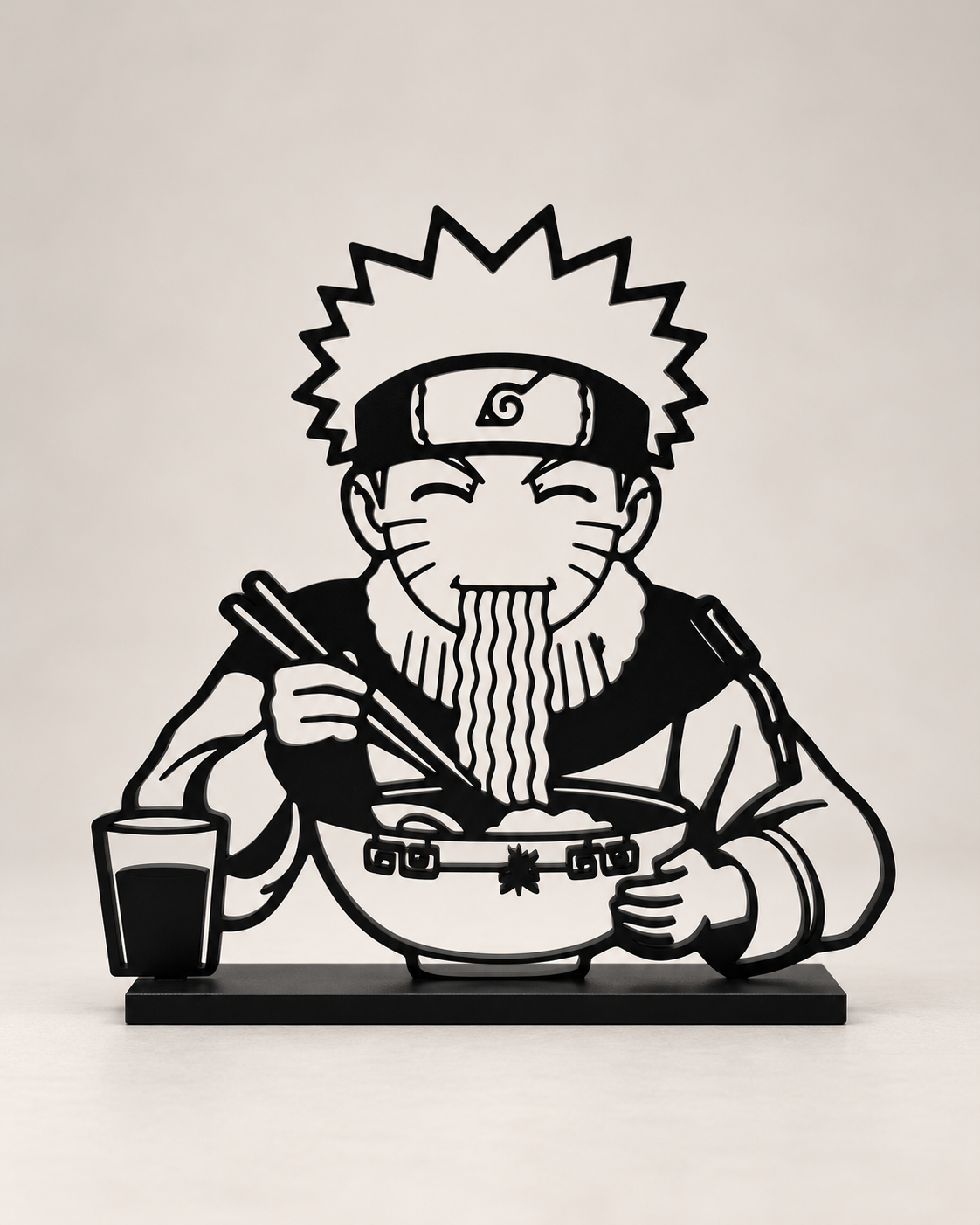 Ramen Ninja – black line-art display on light studio background