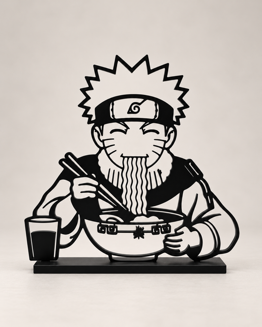 Ramen Ninja – black line-art display on light studio background